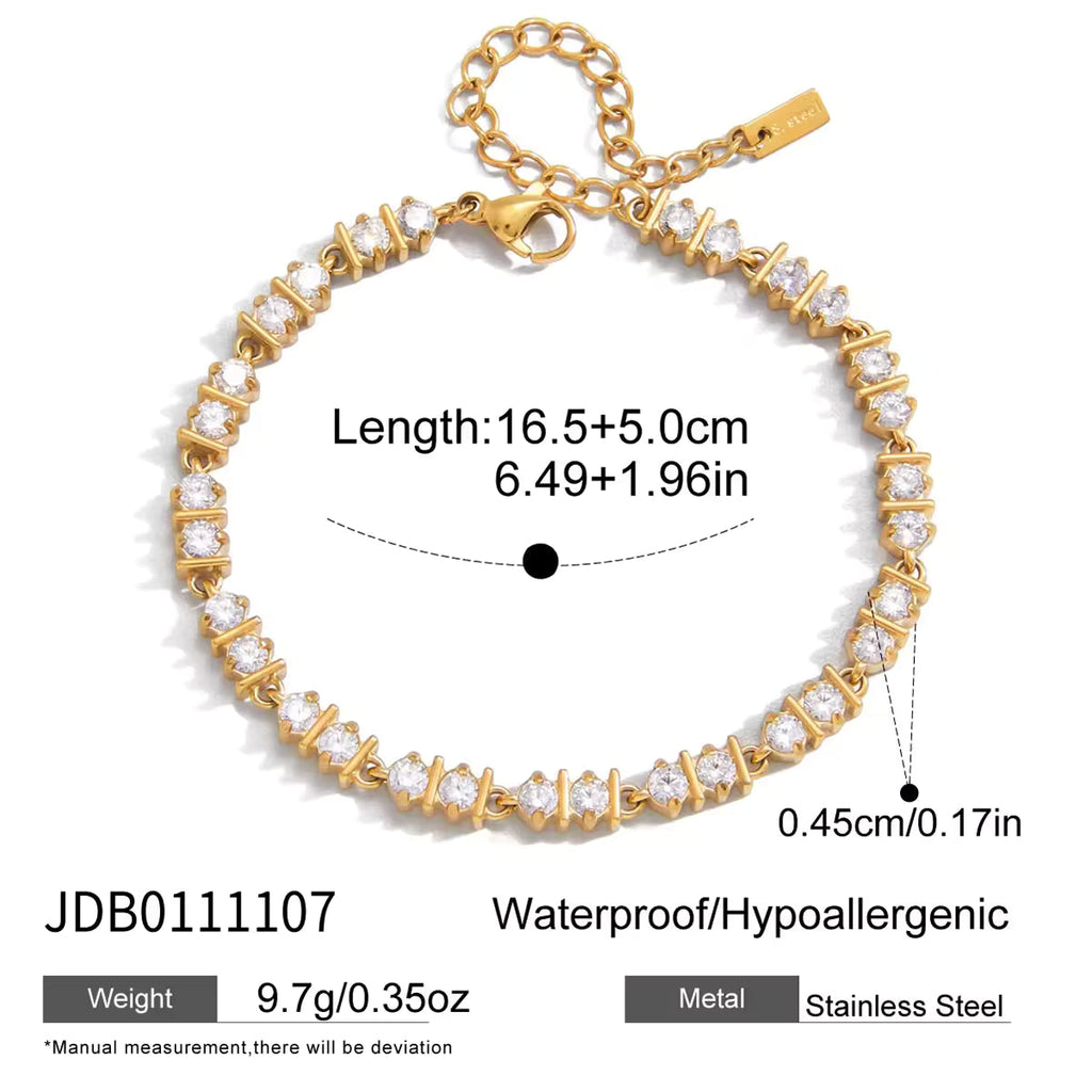 Gold Bar-Set Crystal Tennis Bracelet