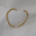 Gold Bead & Baroque Pearl Bracelet