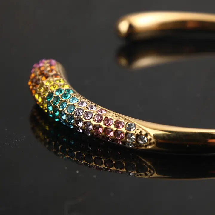 Rainbow Pavé Cuff Bangle