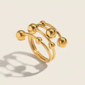 Gold Multi-Layer Ball Bead Spiral Ring