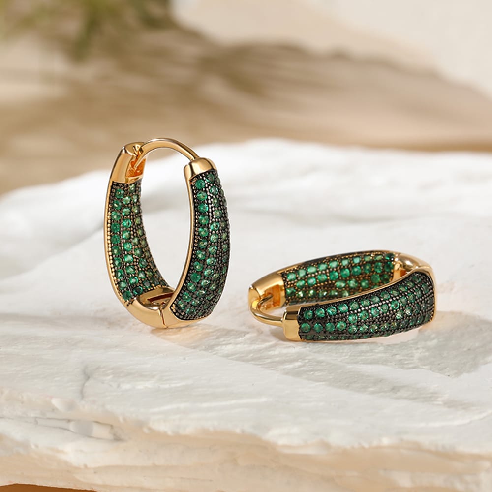 Emerald Reign Huggie Hoops