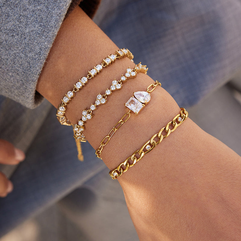Crystal Cluster Tennis Bracelet