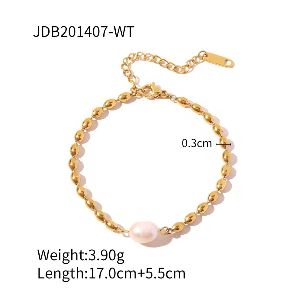 Gold Bead & Baroque Pearl Bracelet