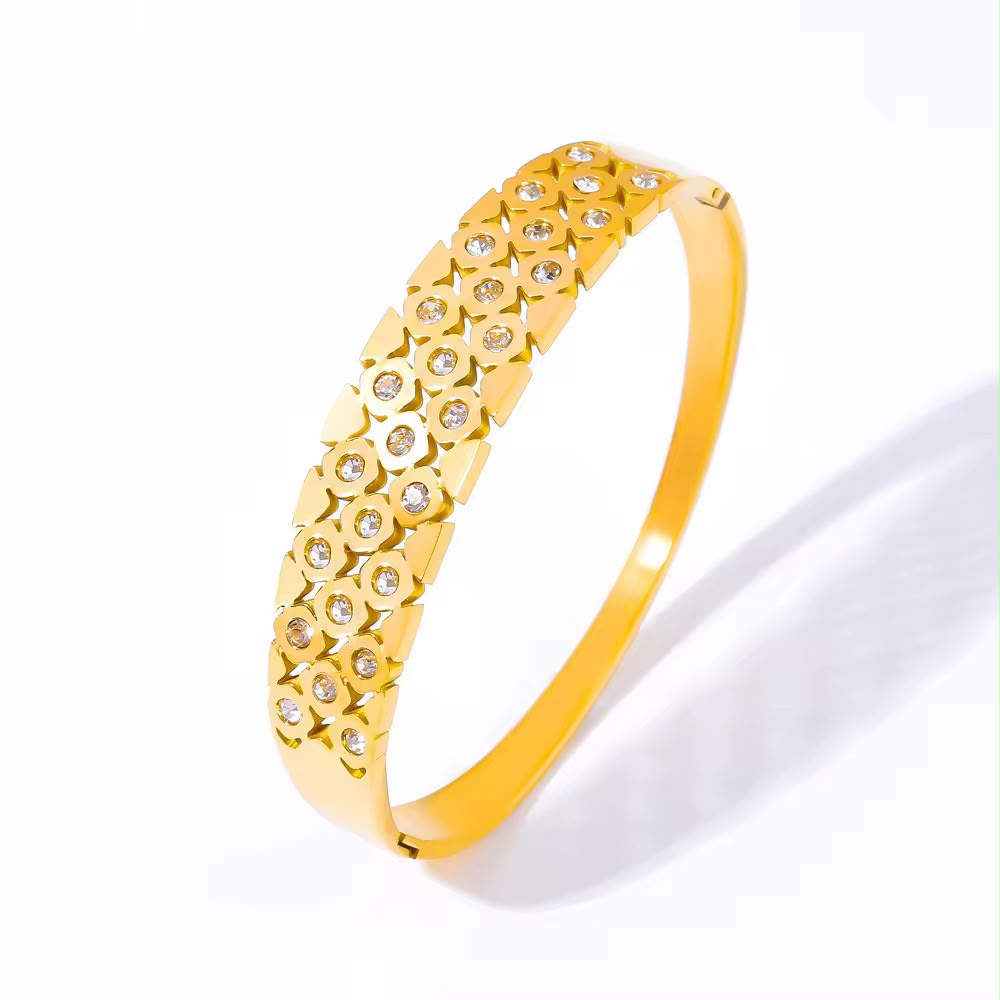 Crystal Floral Lattice Bangle