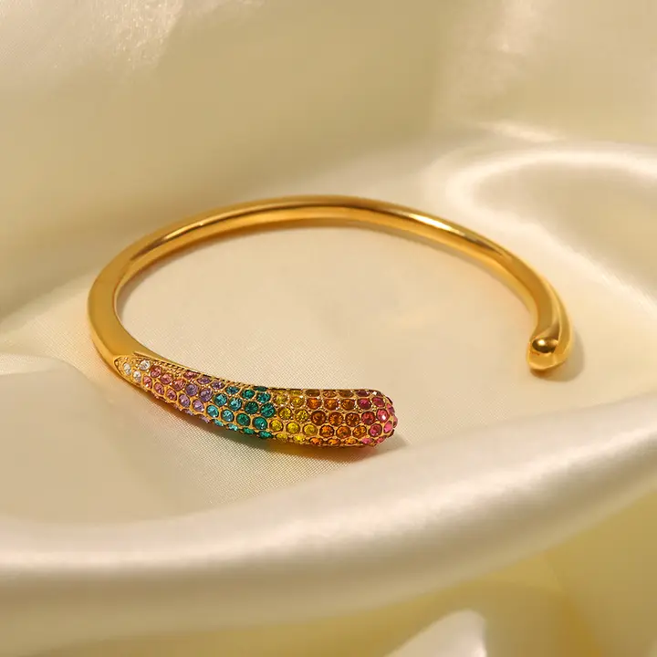 Rainbow Pavé Cuff Bangle