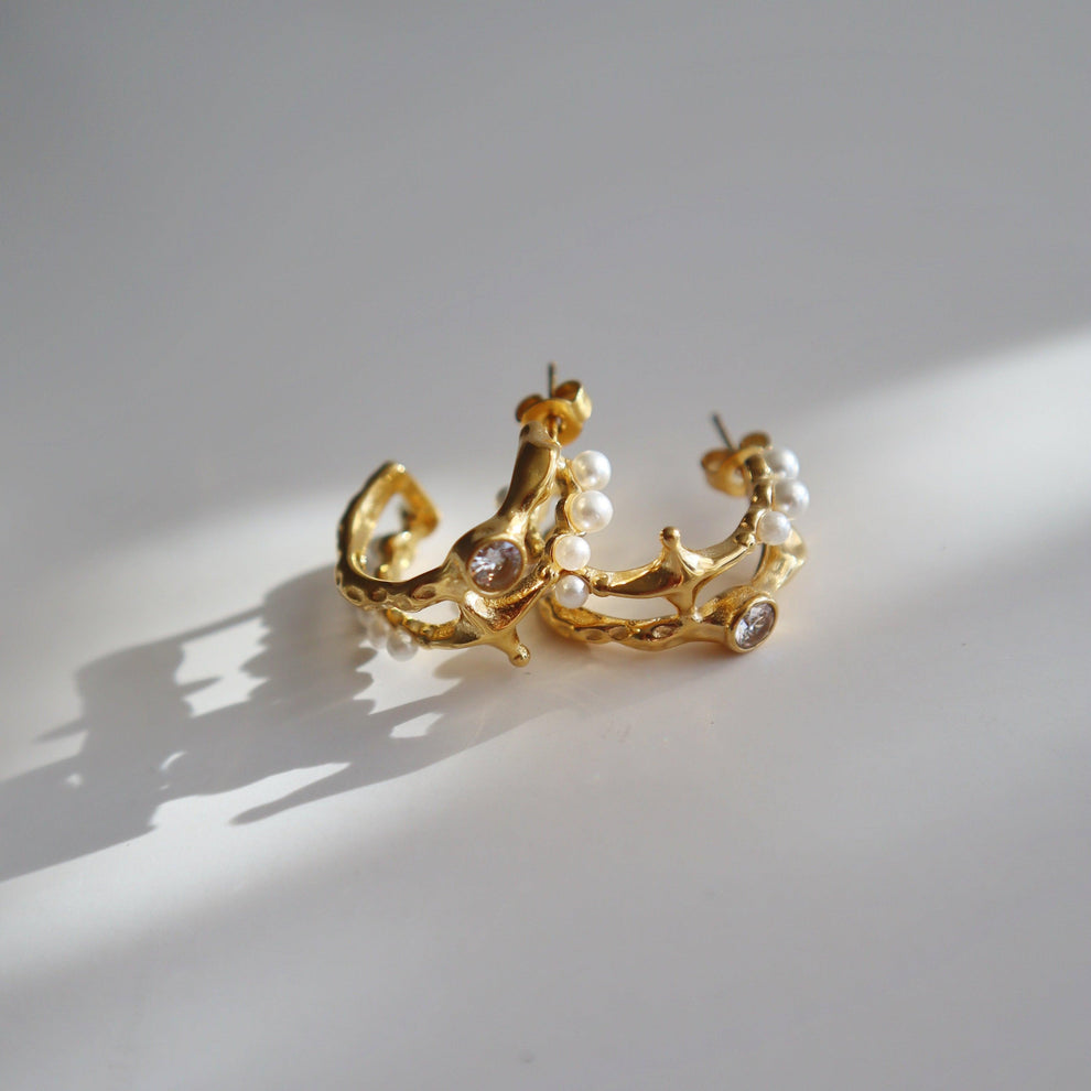 Celestial Pearl Hoop Earrings