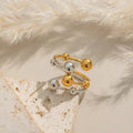 Two-Tone Ball Bead Spiral Open Ring