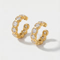 Bezel-Set Crystal Gold Huggie Hoop Ear Cuffs