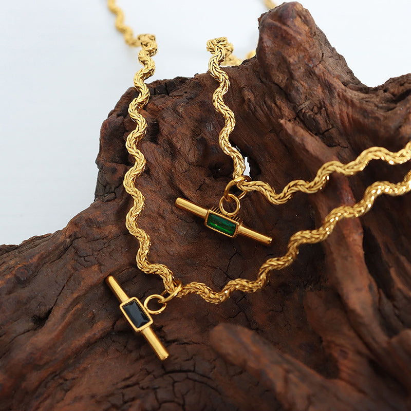 Twisted Rope OT Bar Necklace