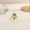 Emerald Wave Bypass Ring Adjustable