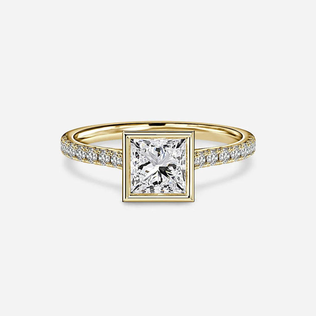 Square Bezel Pavé Solitaire Ring