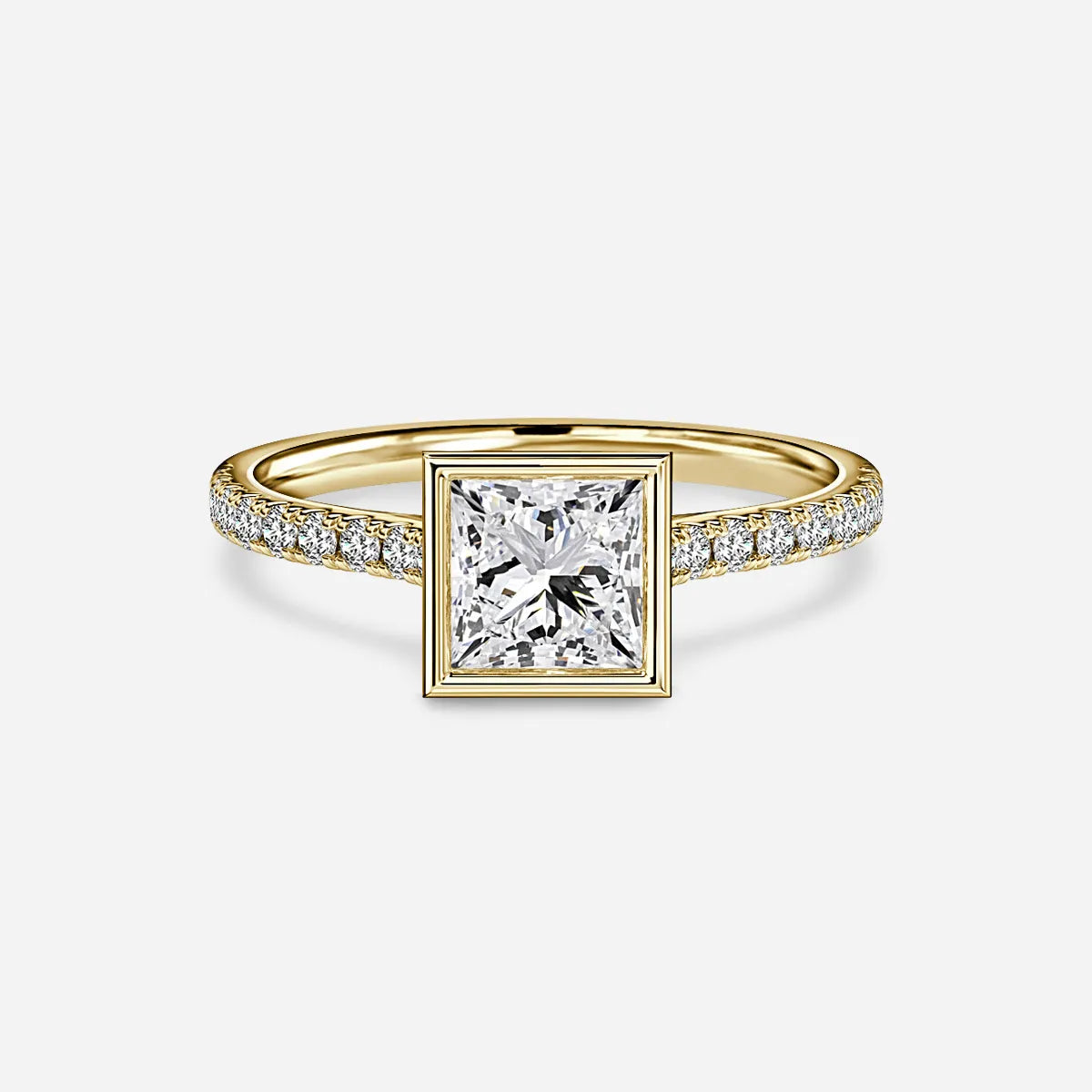Square Bezel Pavé Solitaire Ring
