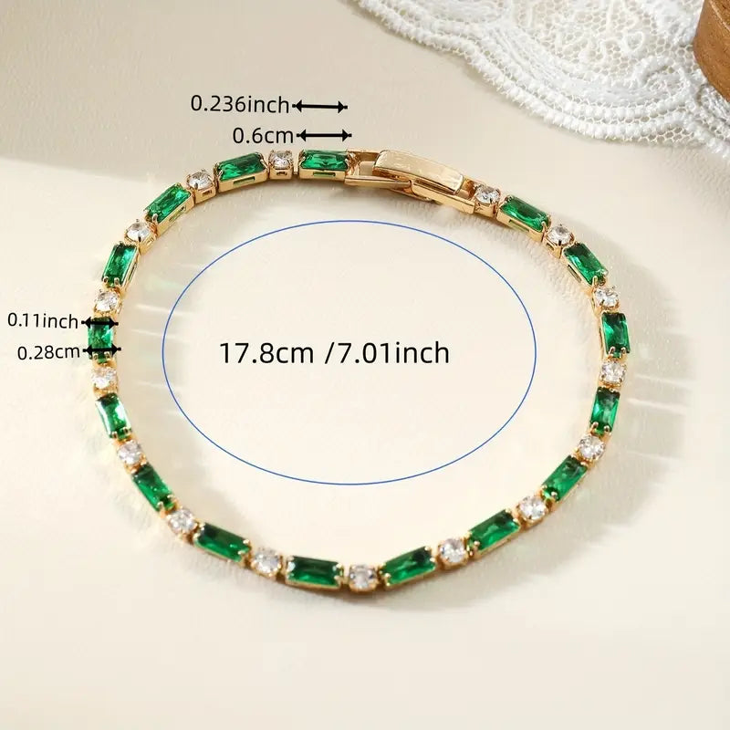 Emerald Baguette & Diamond Tennis Bracelet