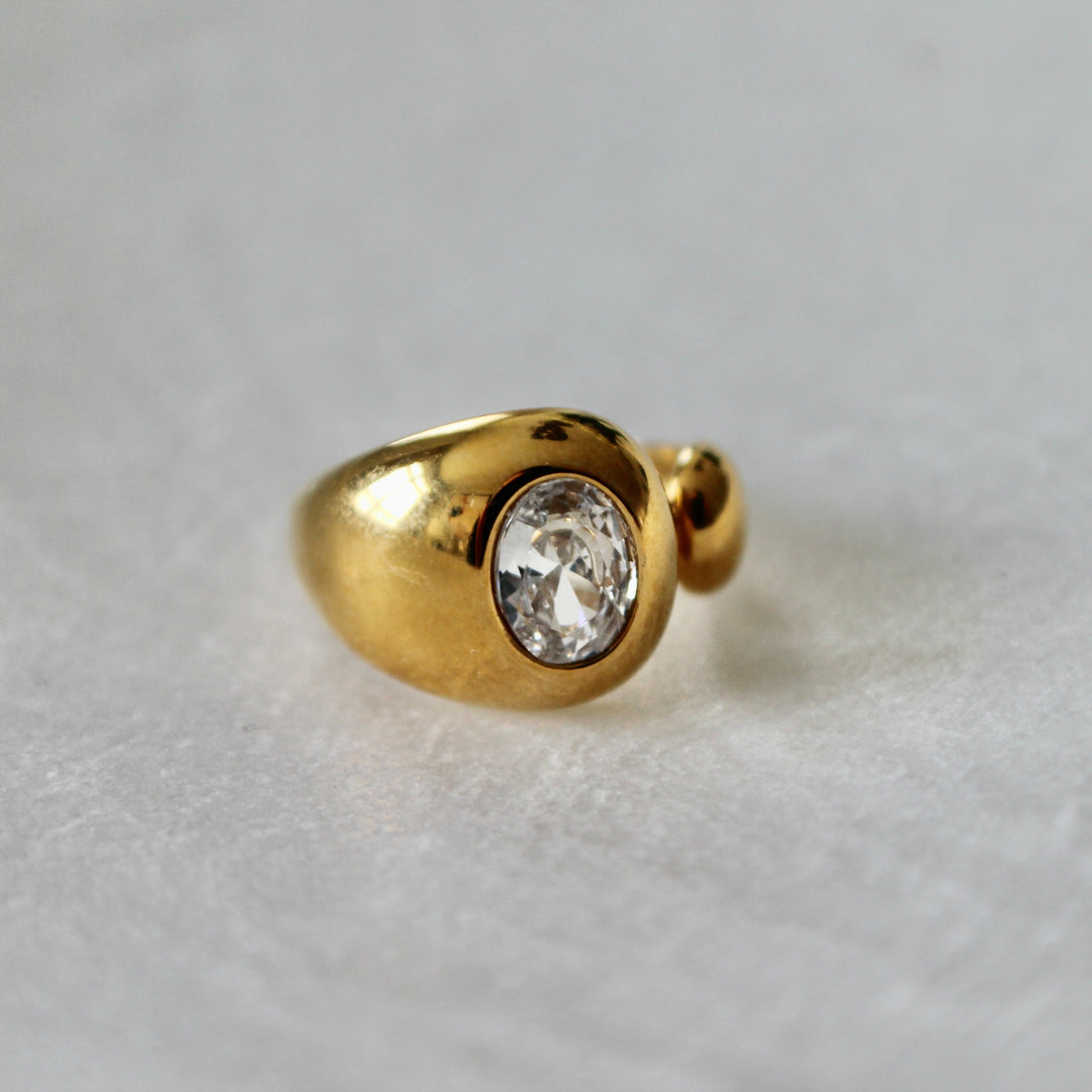 Oval Bezel Dome Bypass Adjustable Ring