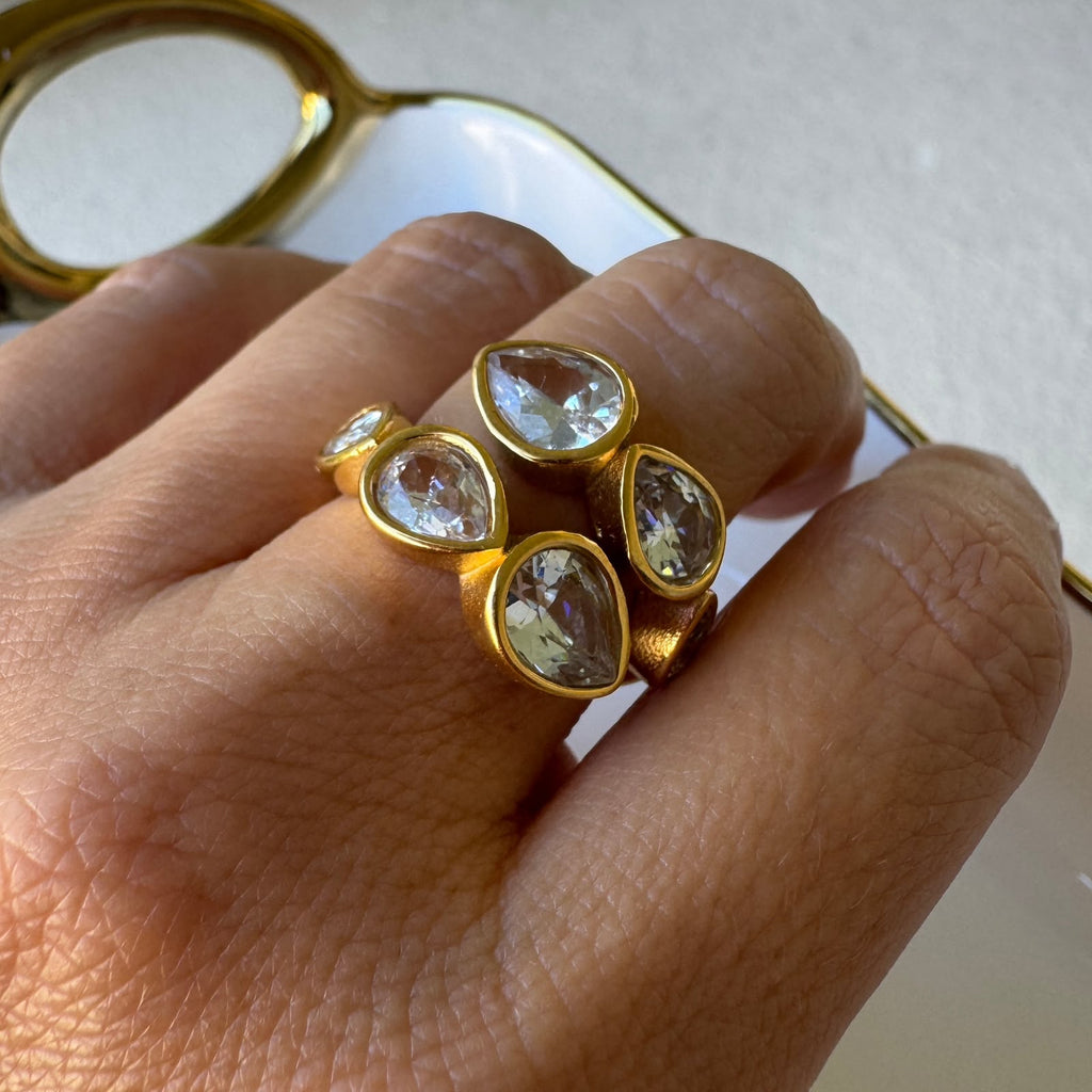 Pear Cluster Bezel Wrap Ring