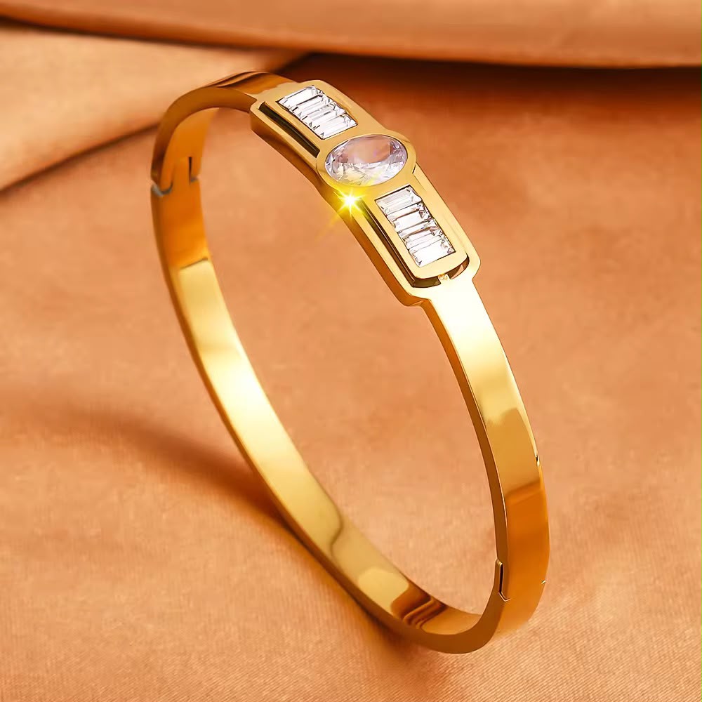 Solitaire Baguette Bangle