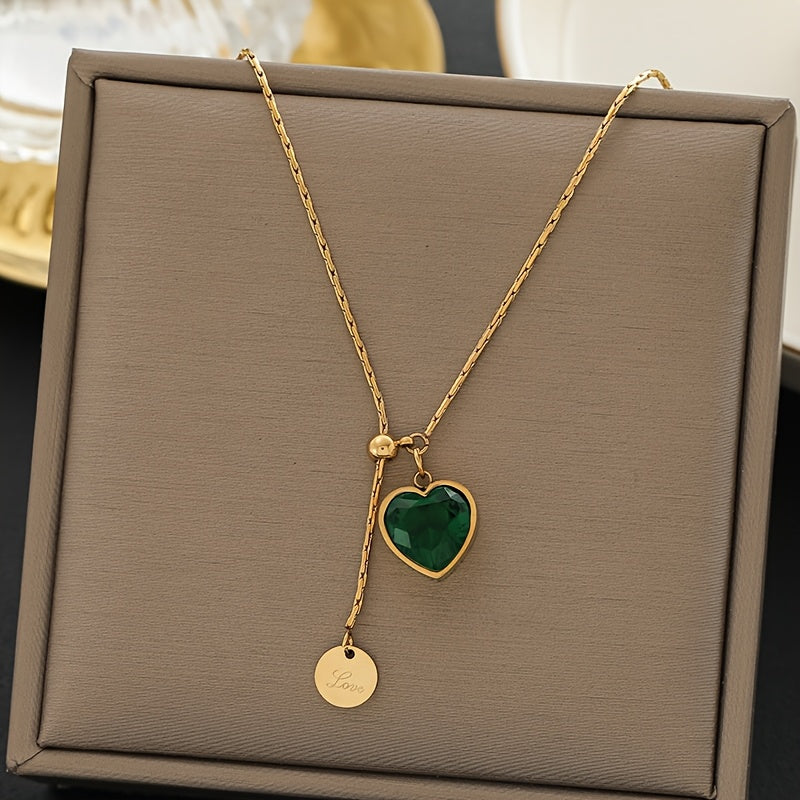 Emerald Heart Charm Necklace
