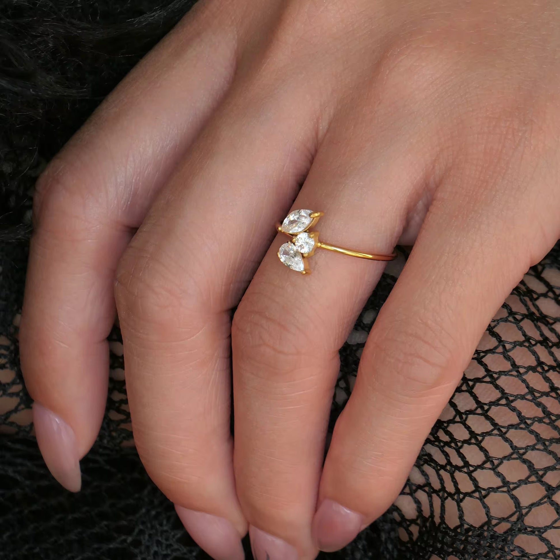 Trio Cluster Petal Ring