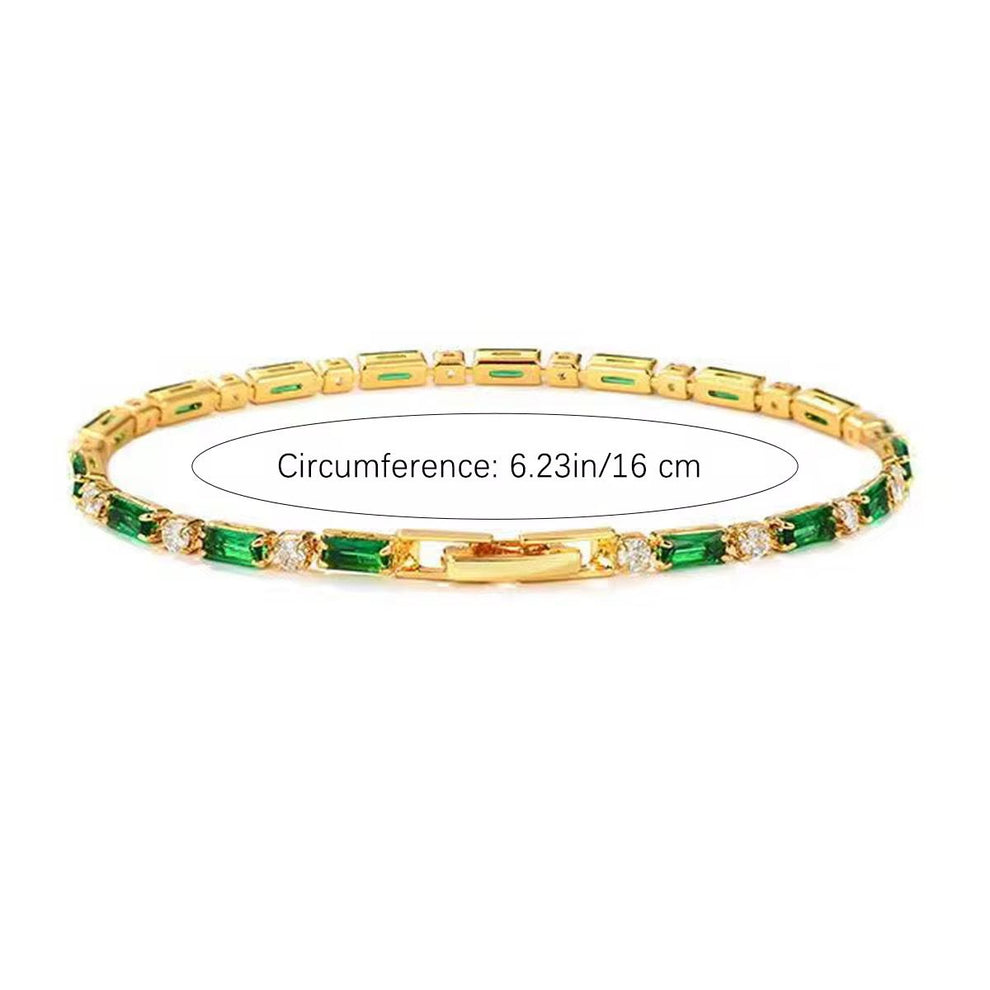 Emerald Baguette & Diamond Tennis Bracelet