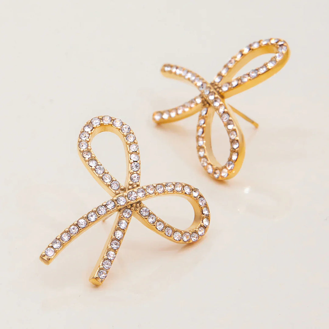 Crystal Bow Stud Earrings