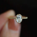 Oval Solitaire Beaded Halo Ring