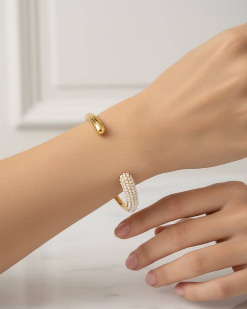 Pearl Pavé Cuff Bangle