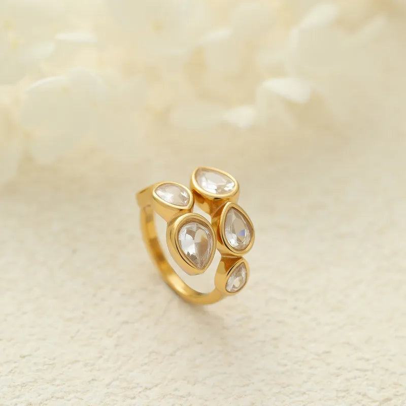 Pear Cluster Bezel Wrap Ring