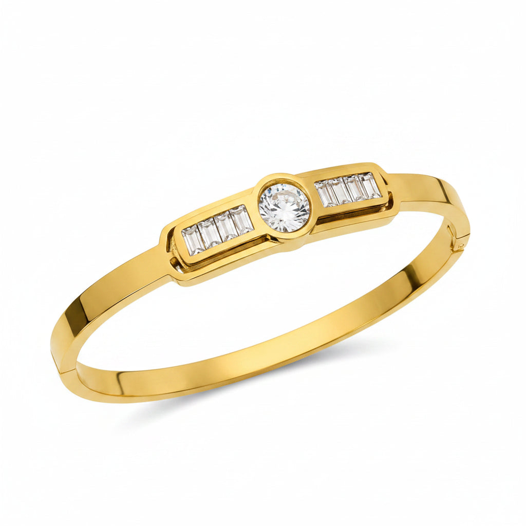 Solitaire Baguette Bangle