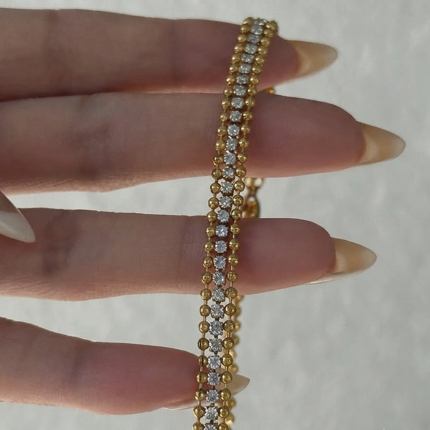 Double Row Crystal Tennis Bracelet