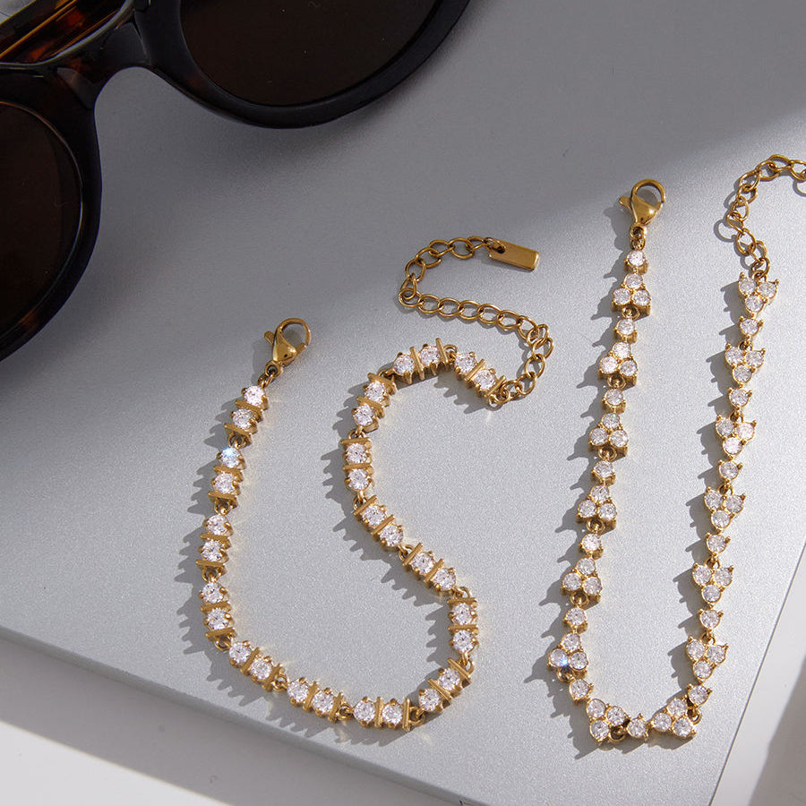 Gold Bar-Set Crystal Tennis Bracelet