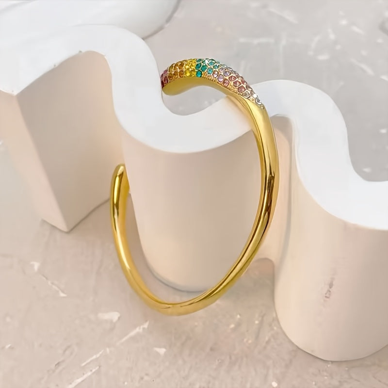 Rainbow Pavé Cuff Bangle
