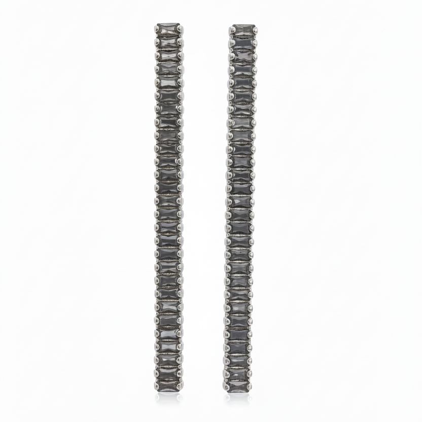 Noir Baguette Bar Drop Earrings