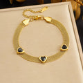Black Heart Charm Gold Mesh Bracelet