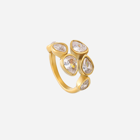 Pear Cluster Bezel Wrap Ring