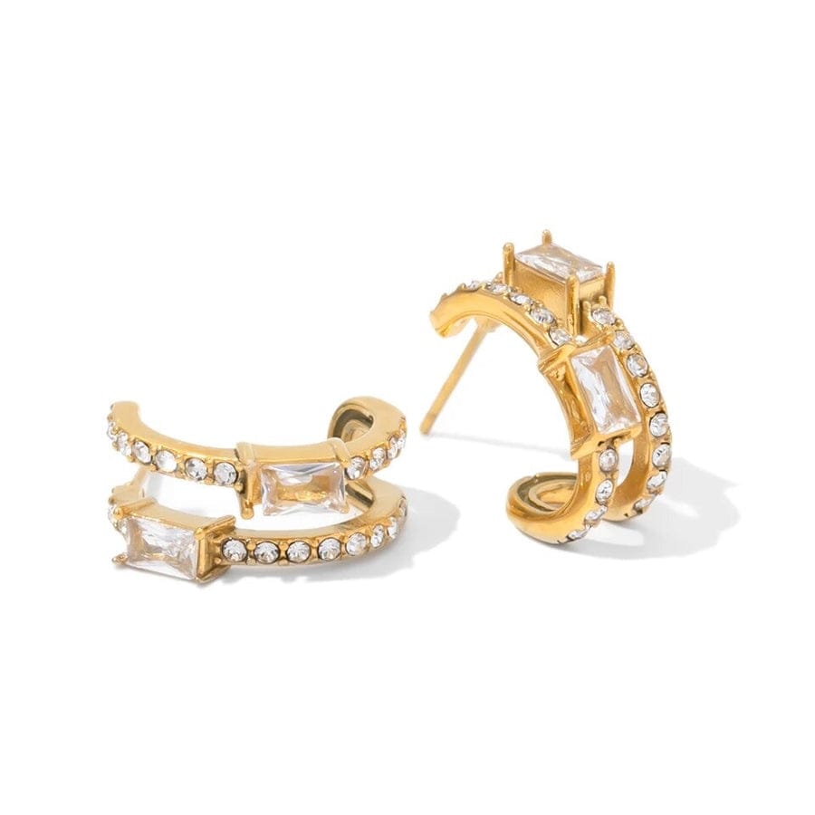 Luxe Baguette Double Hoop Earrings