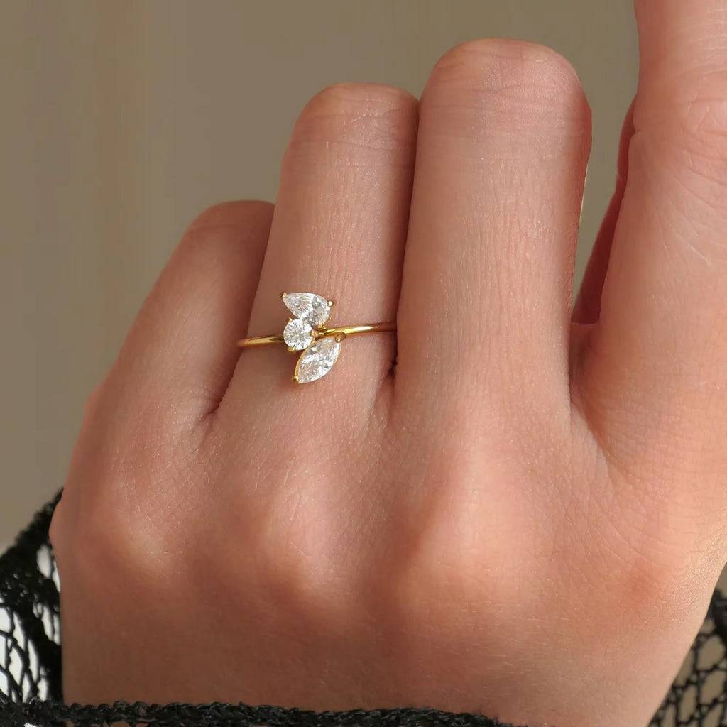 Trio Cluster Petal Ring