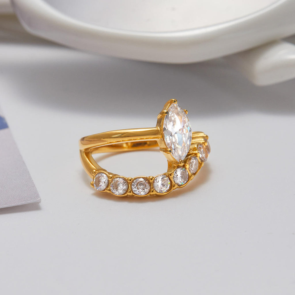 Marquise & Diamond Eternity Bridal Ring Set