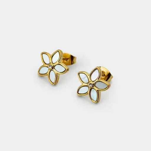 Mother of Pearl Flower Stud Earrings