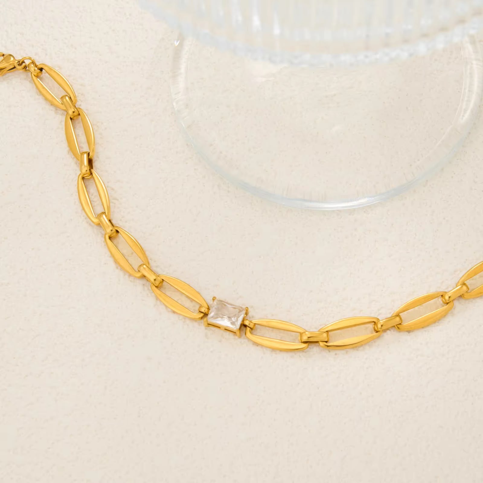 Crystal Solitaire Oval Link Bracelet
