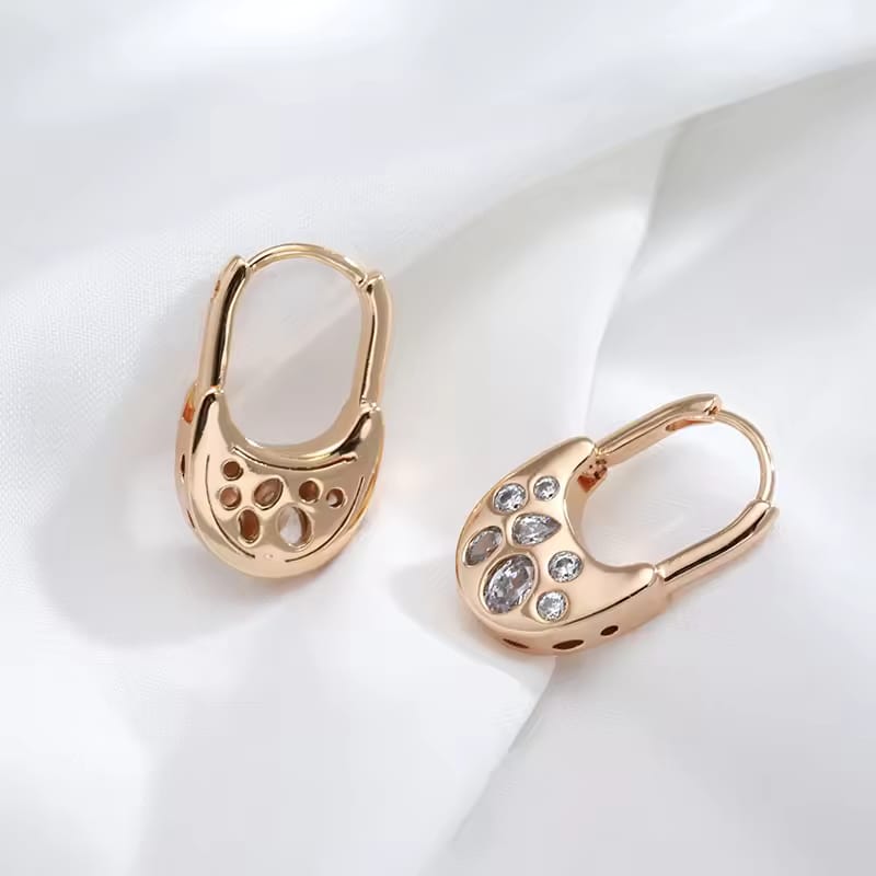 Rose Gold Crystal Pavé Hoop Earrings