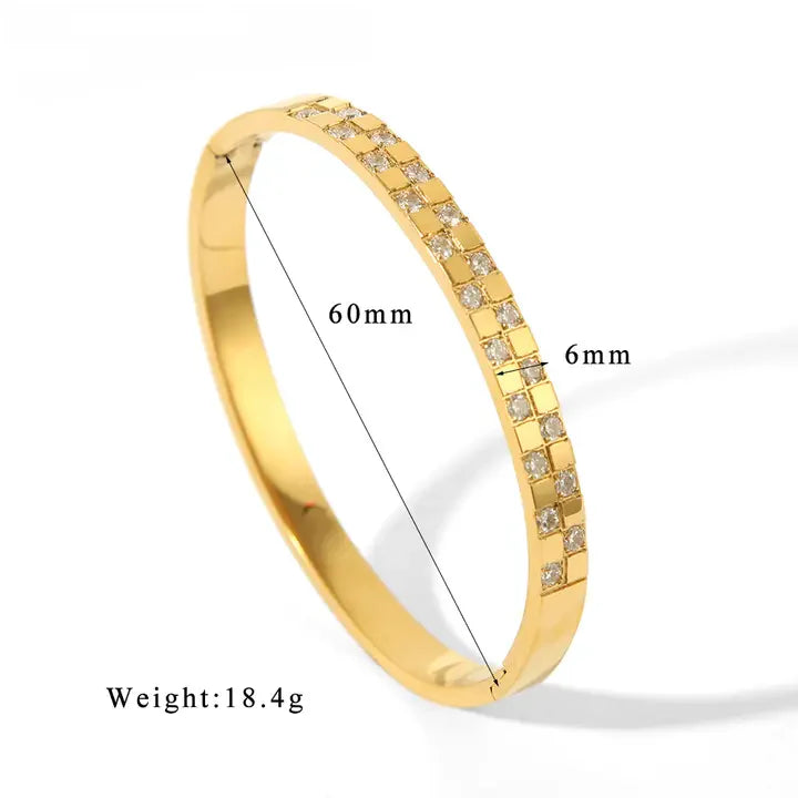 Gold Bangle with Tiny Crystals