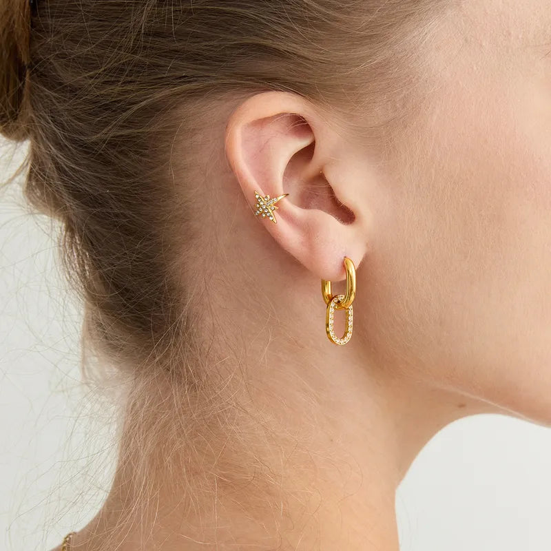 Crystal North Star Gold Ear Cuffs
