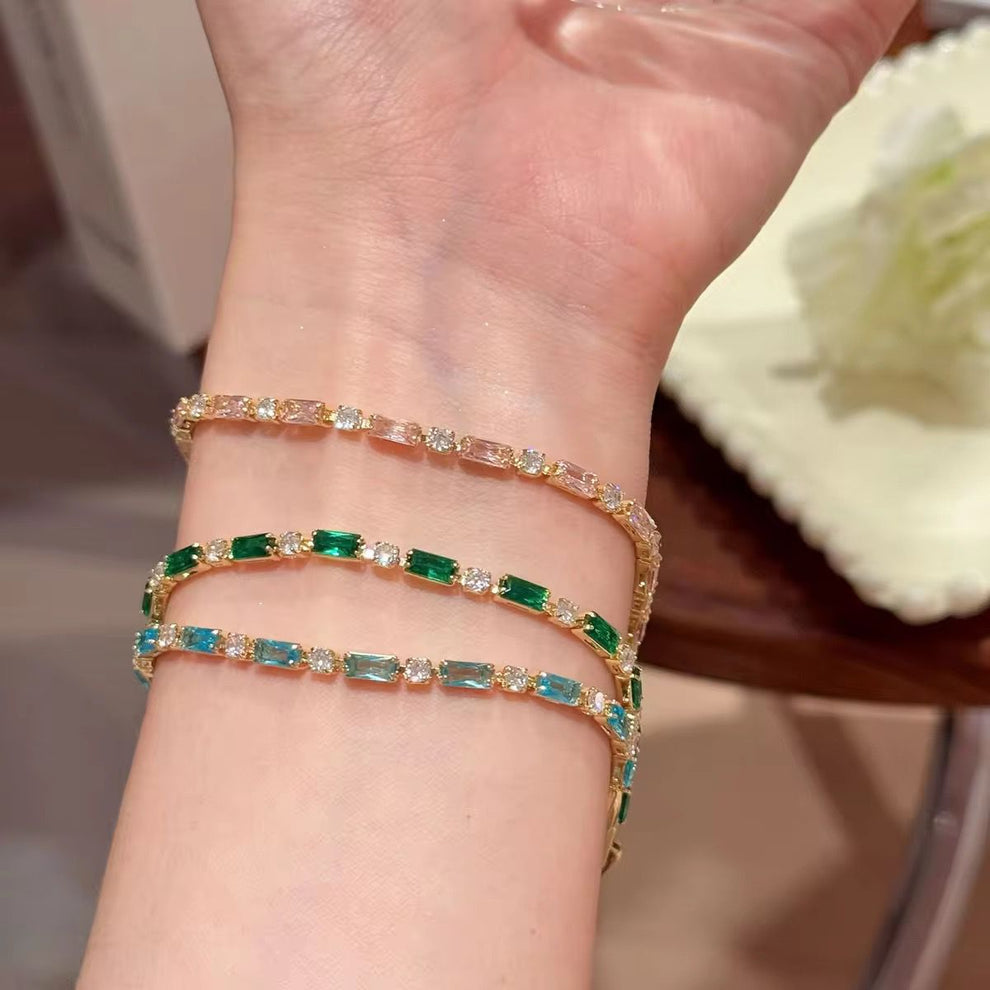 Emerald Baguette & Diamond Tennis Bracelet