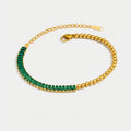 Emerald Baguette & Gold Bead  Bracelet