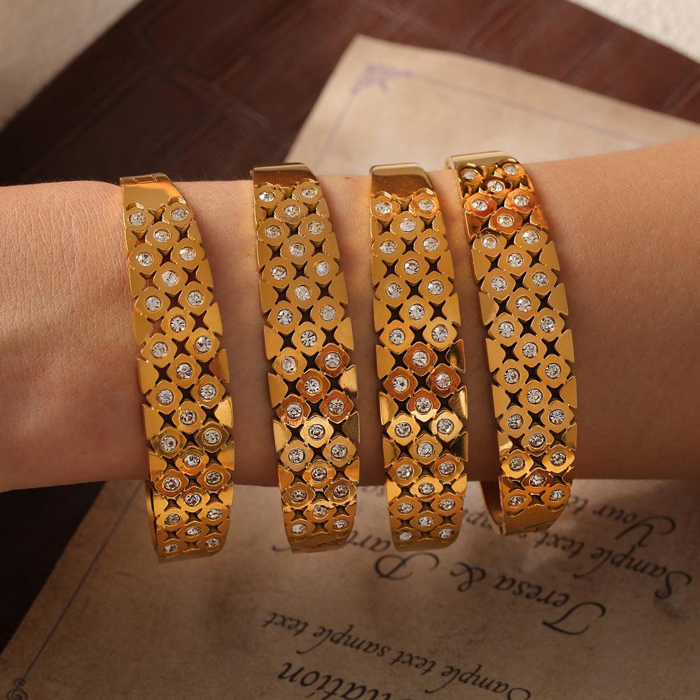 Crystal Floral Lattice Bangle