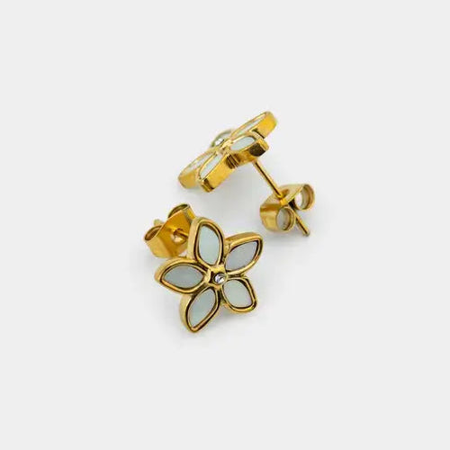 Mother of Pearl Flower Stud Earrings