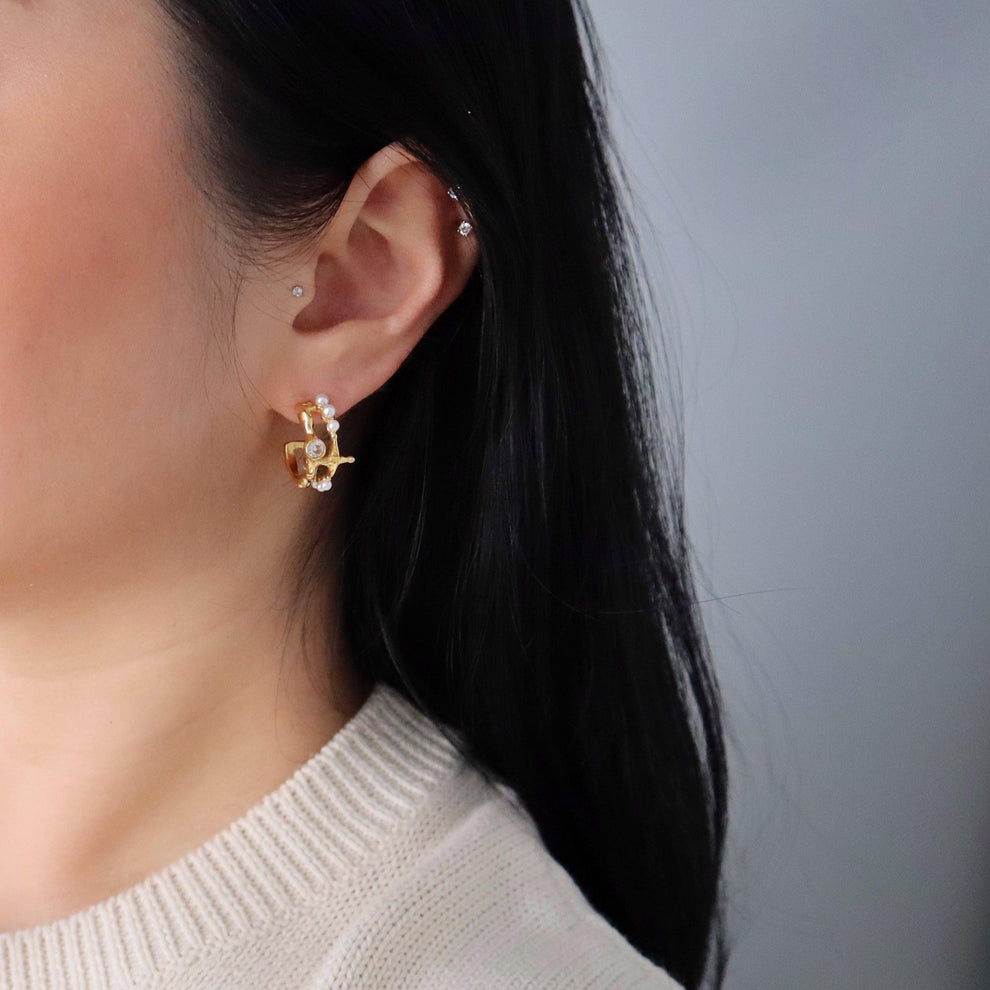 Celestial Pearl Hoop Earrings