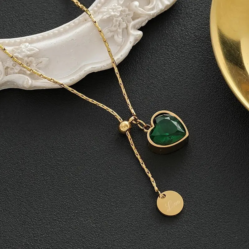 Emerald Heart Charm Necklace