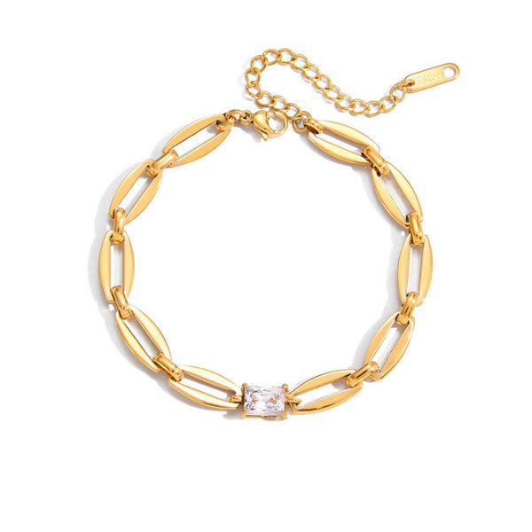 Crystal Solitaire Oval Link Bracelet