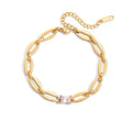 Crystal Solitaire Oval Link Bracelet